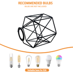 Ceiling Light Shade Cage Replacement  Black Metal Lamp Shades 3 Pack