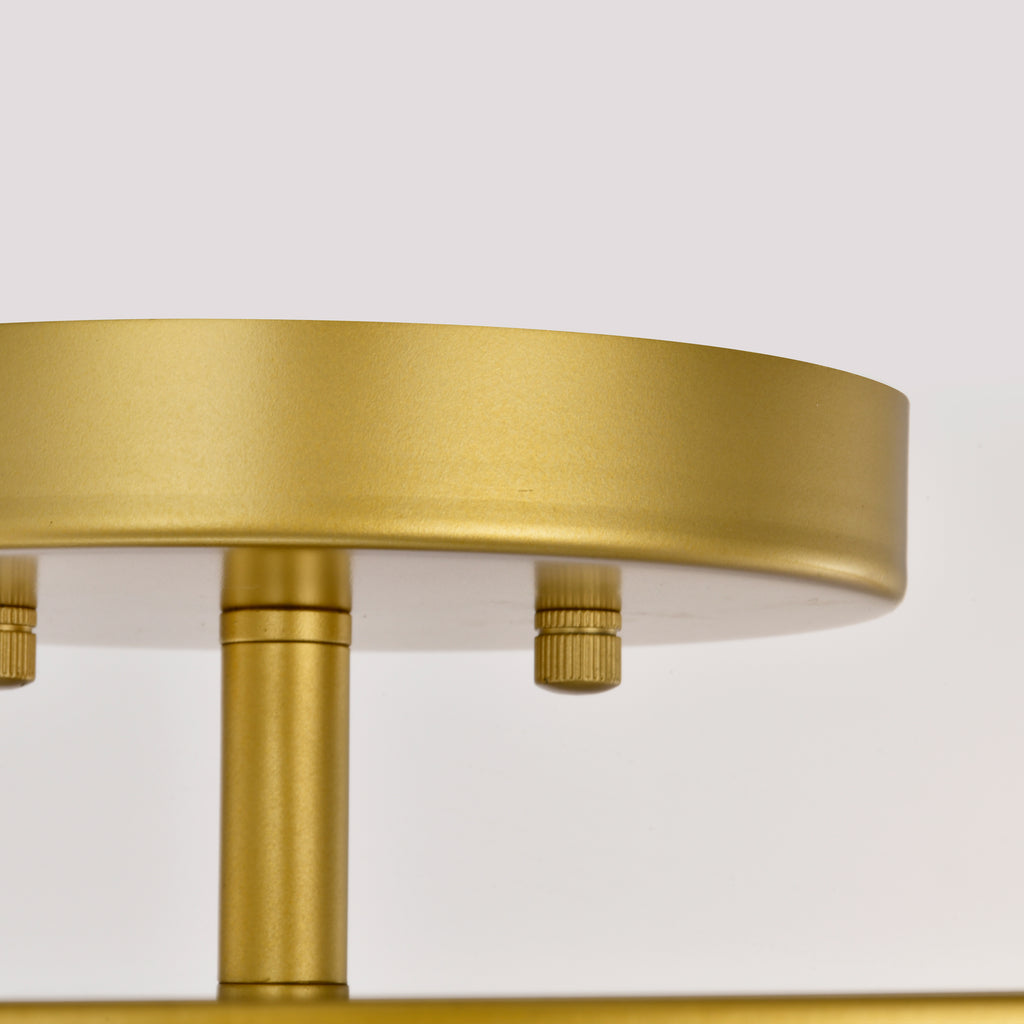 Gold & White Modern Drum Polyvinyl Chloride Semi-Flush Mount Light