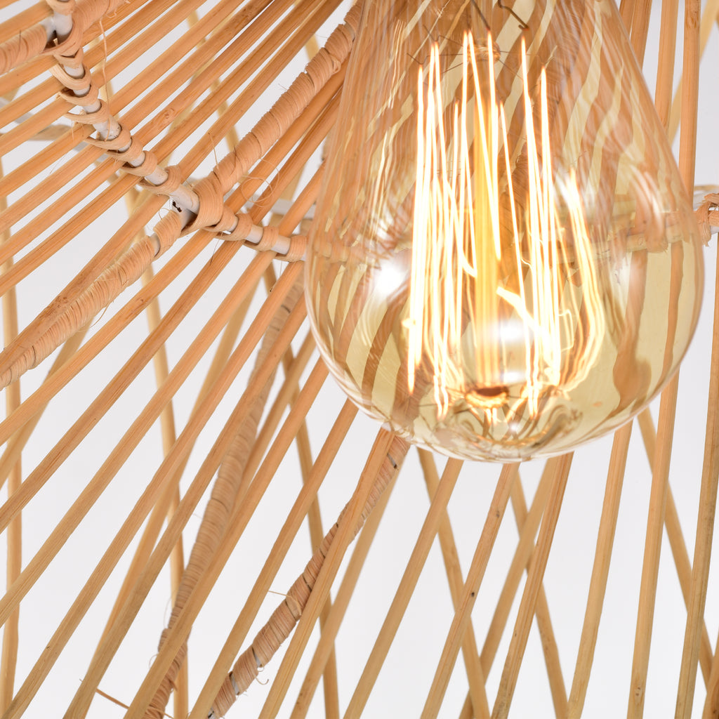 Beige Bohemian Bell Woven Rattan Pendant Light for children's bedroom