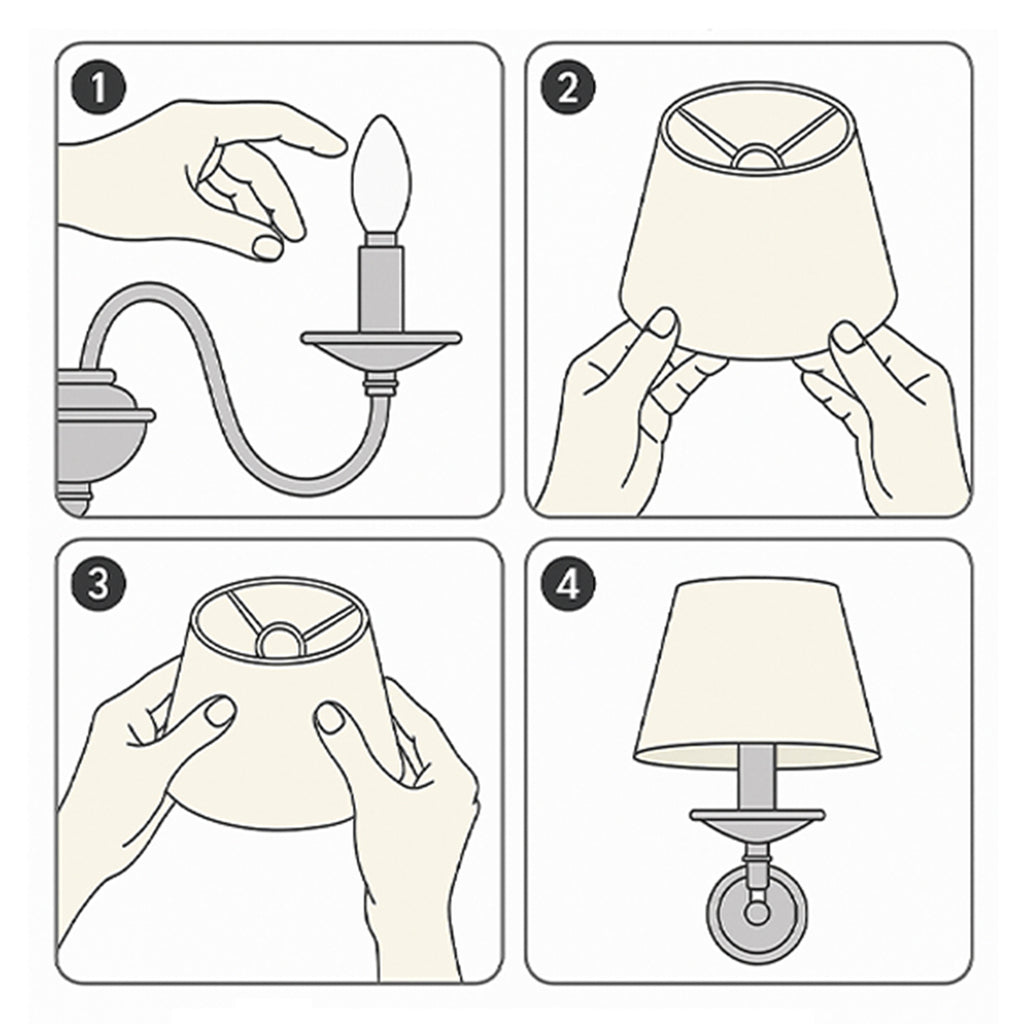 Chandelier Shades Set of 6, Clip-On Small Empire Lamp Shades for E12 Candelabra Bulbs, Forest Deer Printed Fabric