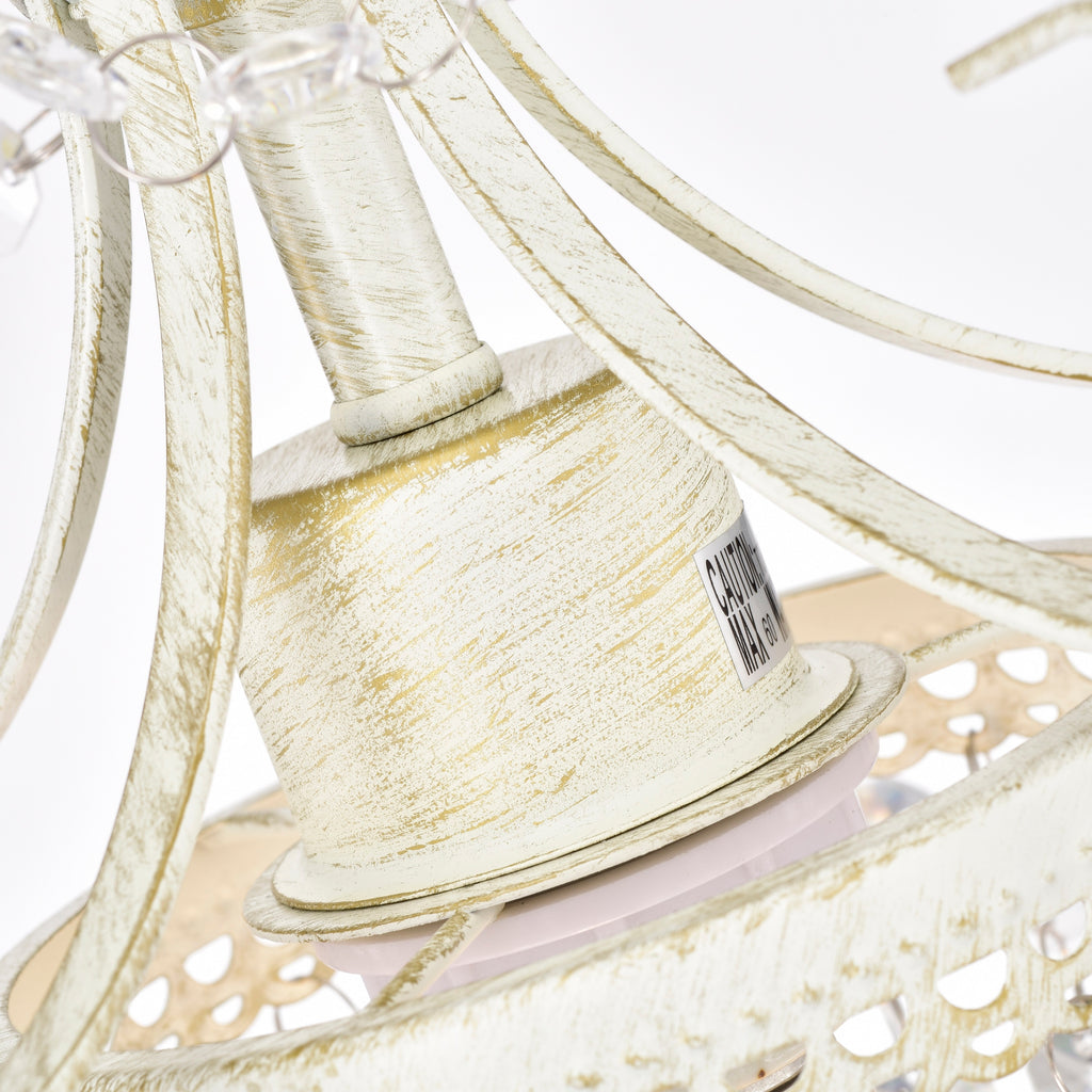 White Small Mini Chandelier with Acrylic Crystals 1-Light Pendant Chandelier