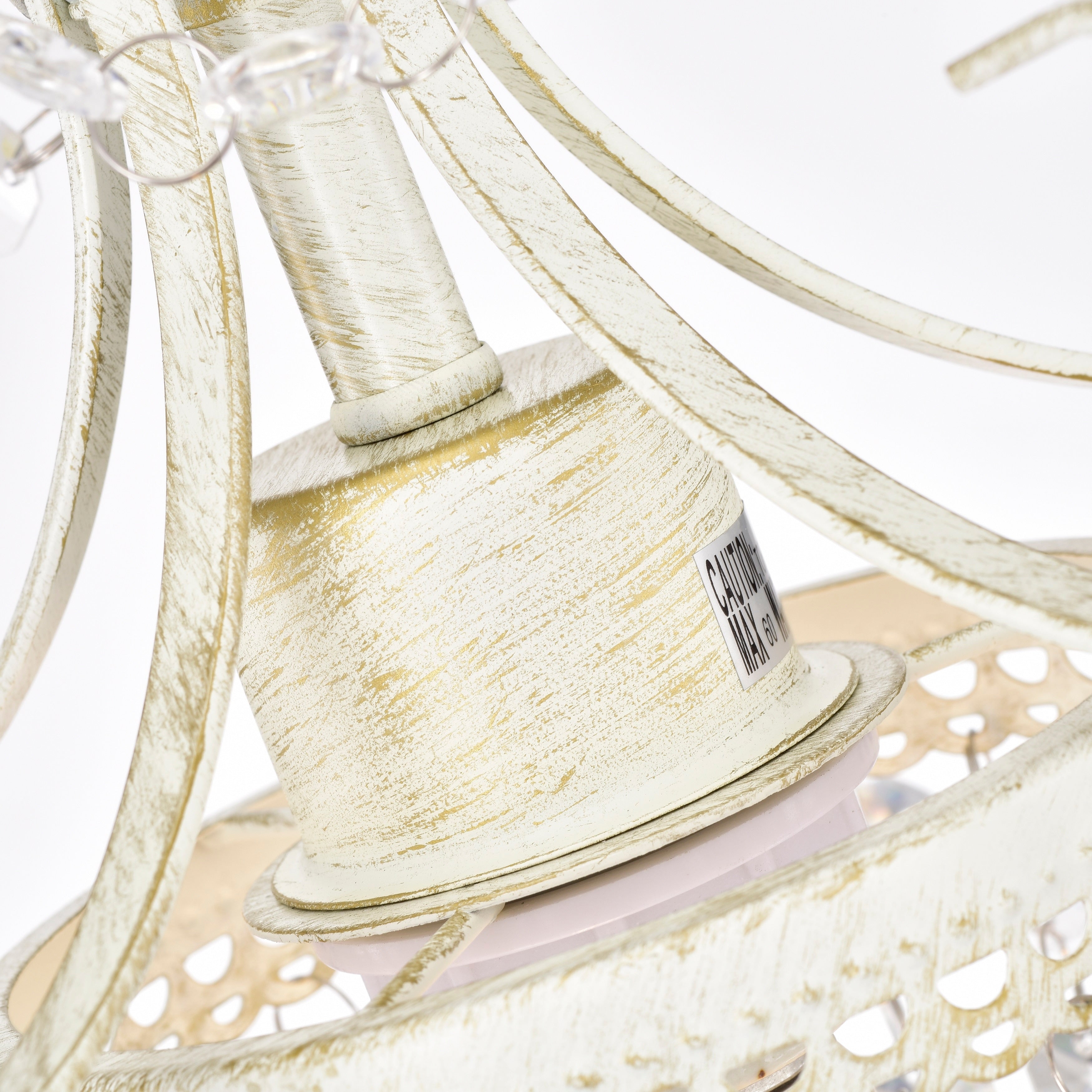 White Small Mini Chandelier with Acrylic Crystals 1-Light Pendant Chandelier