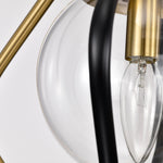 Black&Gold Pendant Light with Clear Globe Glass Lampshade for Bedroom Room