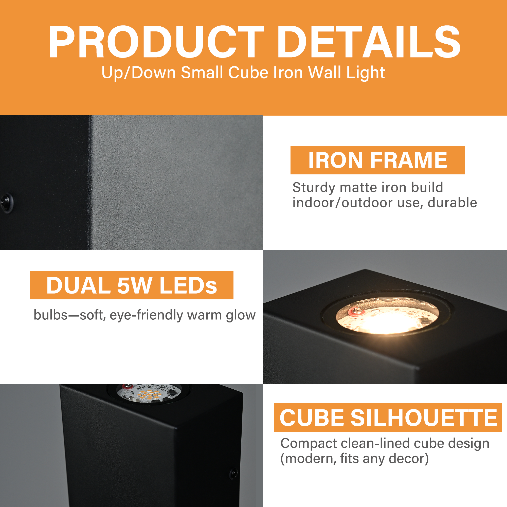 Modern Outdoor LED Wall Lights,Up and Down ,10W 3000K Exterior Lighting Fixture, Waterproof Hardwired Wall Light for Porch, Patio, Garage, and Front Door