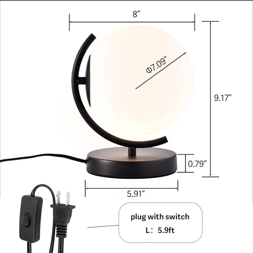 Modern Globe Table Lamp Mid Century Glass Table Lamps Black Desk lamp