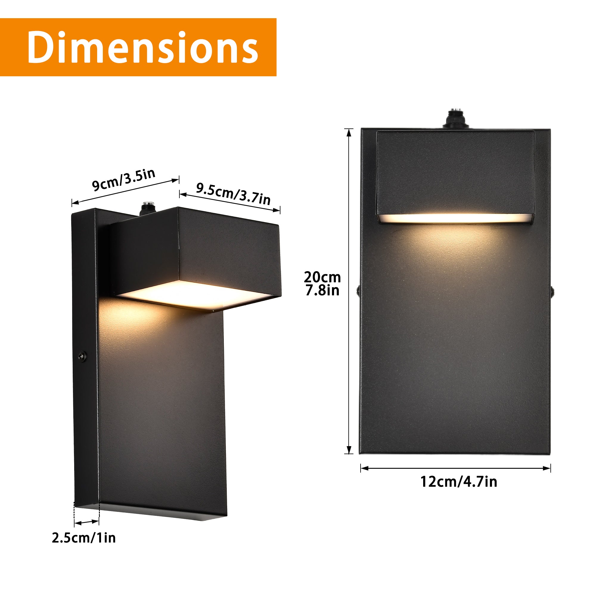 Outdoor Wall Light Fixtures with Dusk to Dawn Sensor, Modern Black LED Porch Lights Outdoor, 3000K Warm White