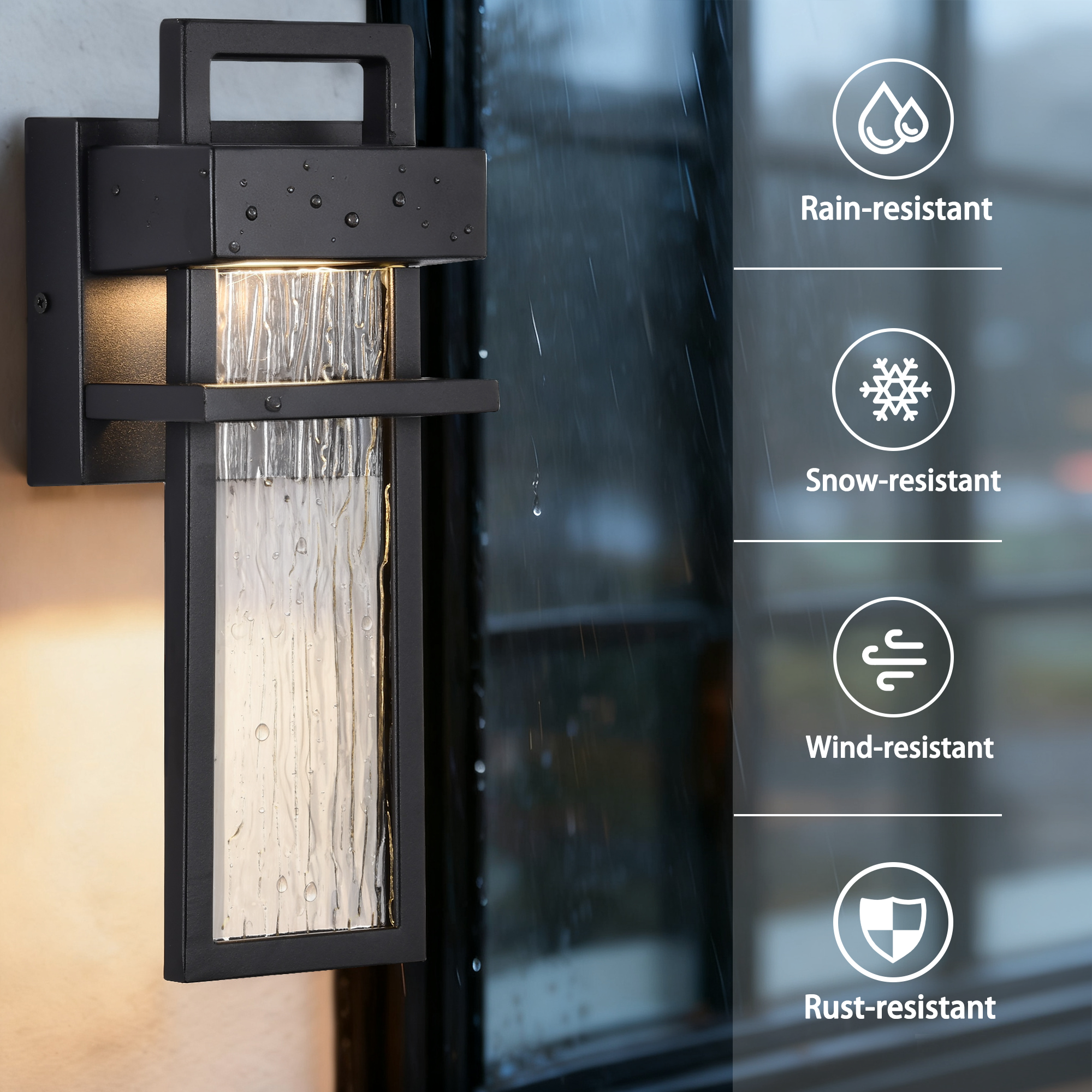 Modern LED Outdoor Wall Sconce with Wather Drop Glass for Doorway