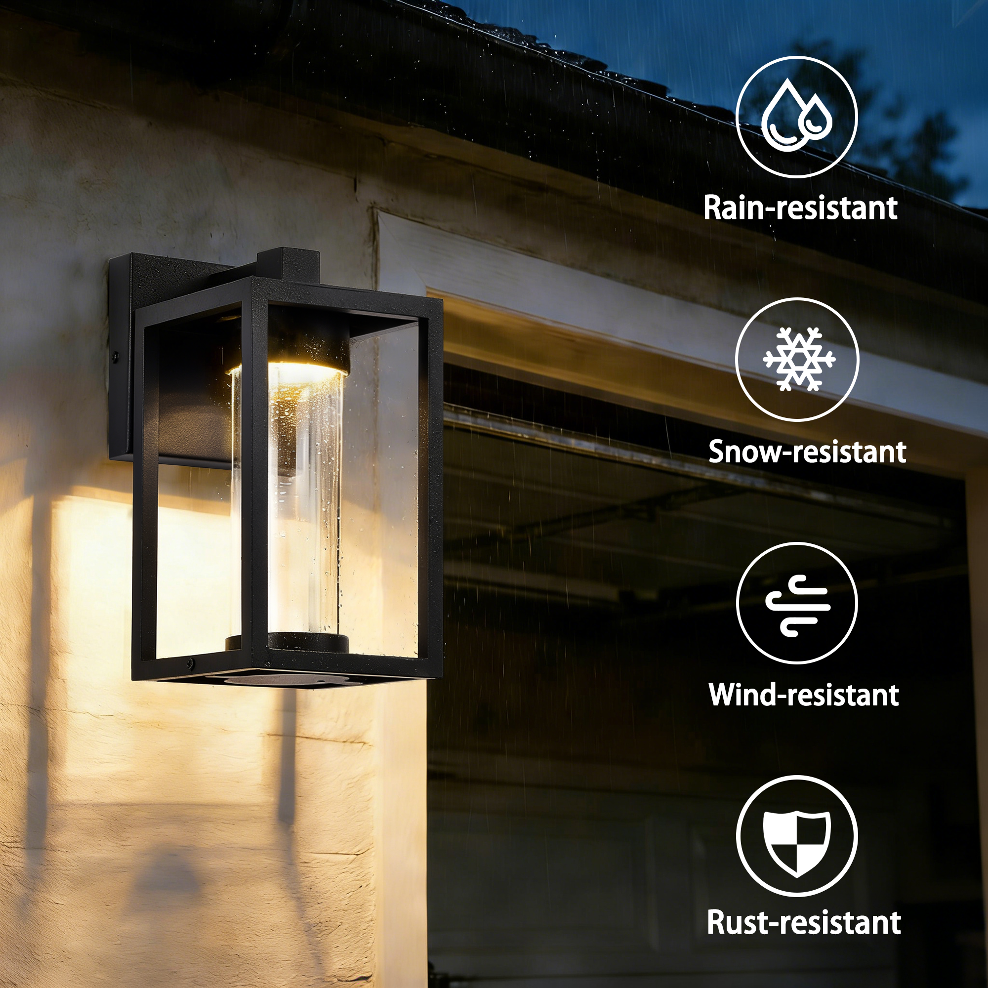 Modern outdoor wall light - matte black aluminum, LED Integrated 3000K,  1-Pack