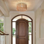 Boho Lamp Shade – Handwoven Hemp Rope Drum Shade, 12.4" x 6.7", Brown Light Cover for E26 Sockets with Fixing Ring – Rustic Light Shade for Pendant, Ceiling, or Floor Lamps