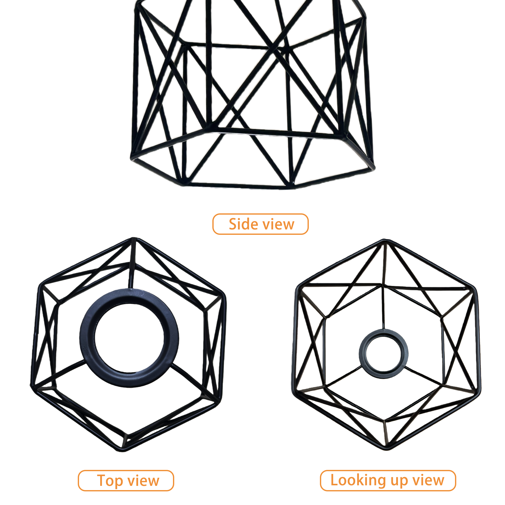 Ceiling Light Shade Cage Replacement  Black Metal Lamp Shades 3 Pack