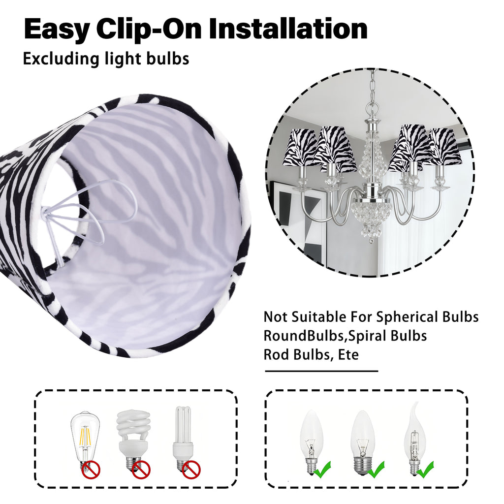 Clip-On Set of 6 Empire Chandelier Shades