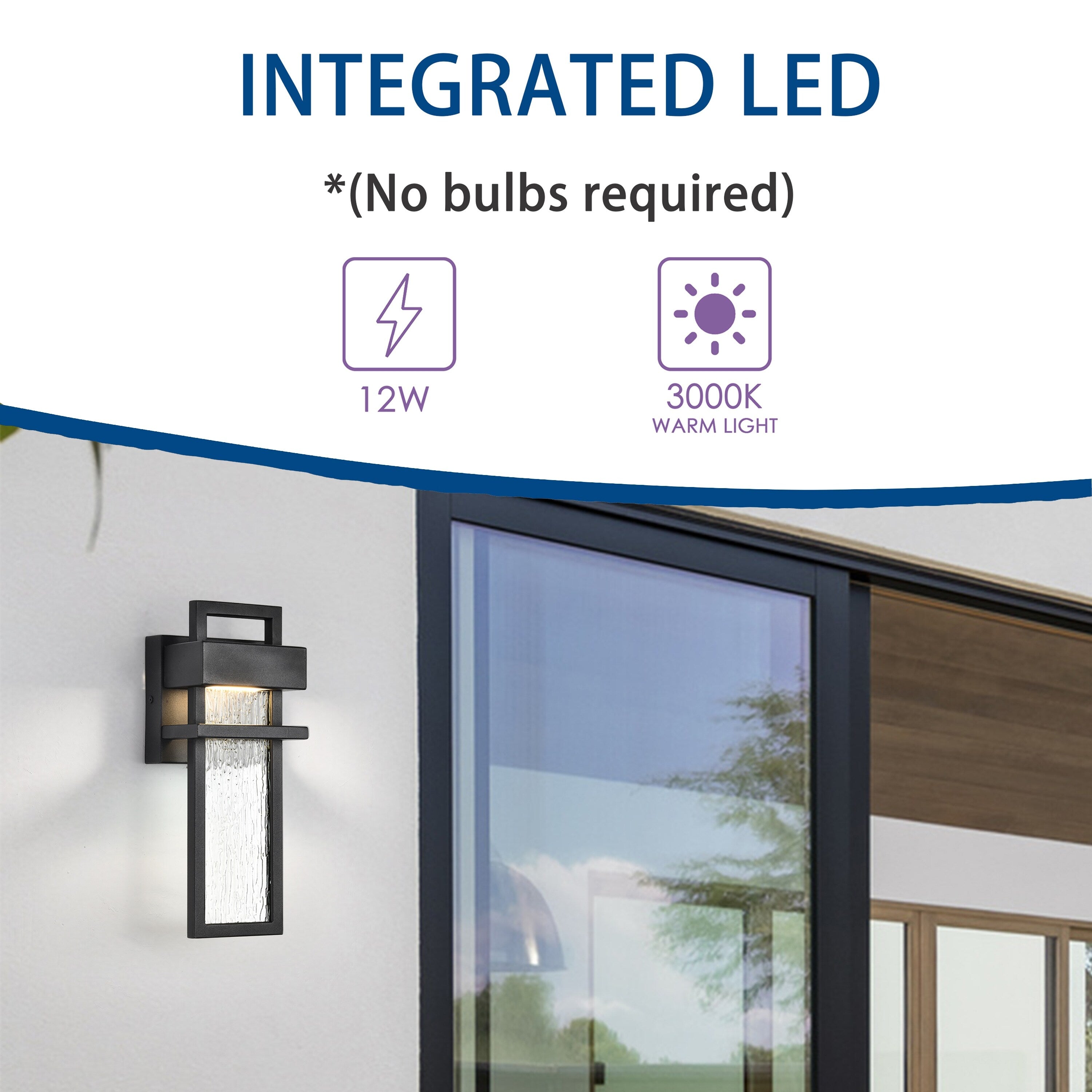 Modern LED Outdoor Wall Sconce with Wather Drop Glass for Doorway