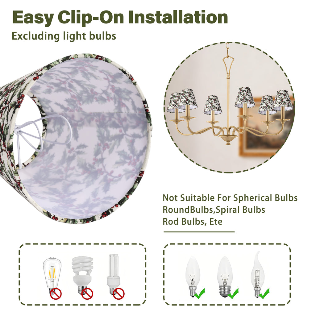 Clip-On Set of 6 Empire Chandelier Shades