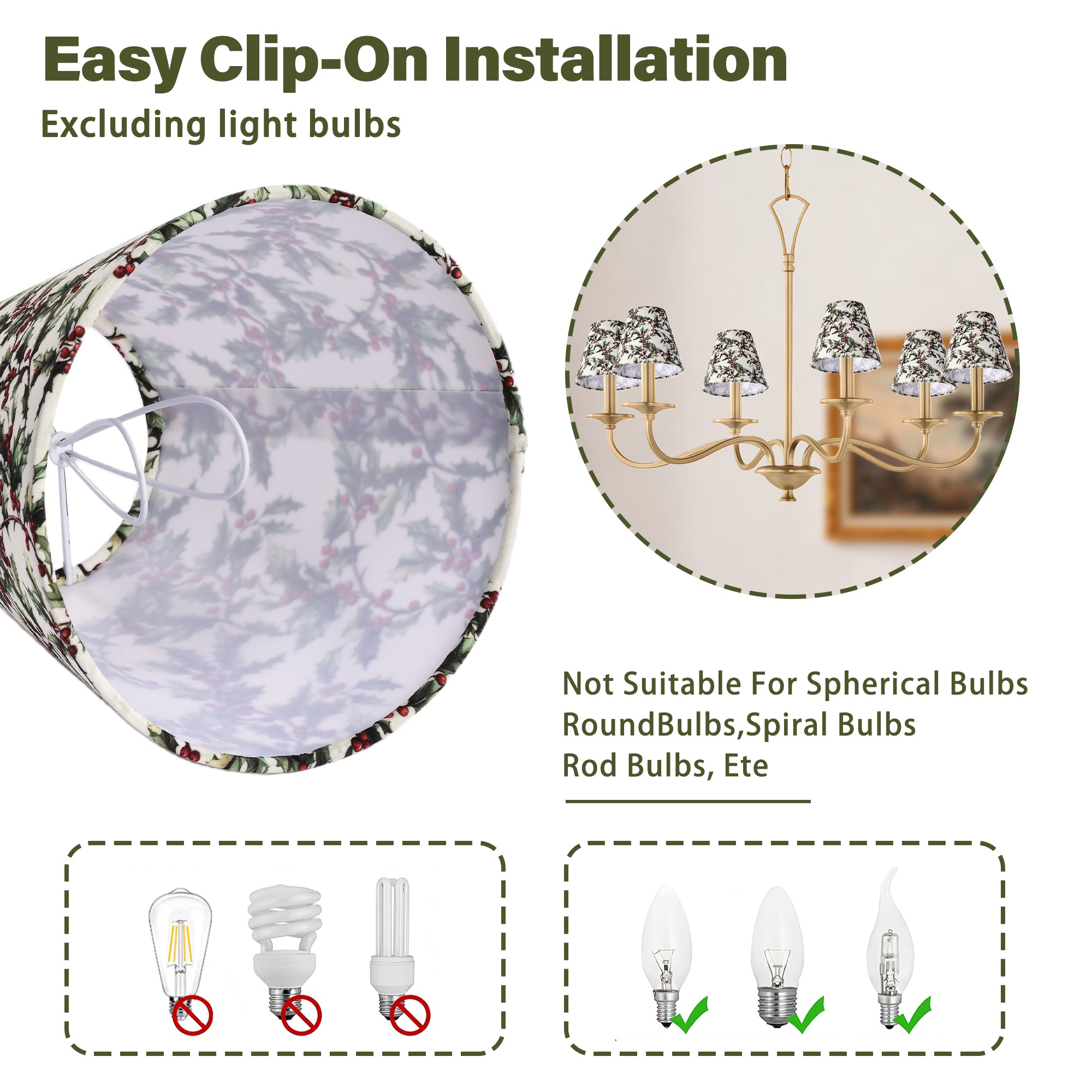 Clip-On Set of 6 Empire Chandelier Shades