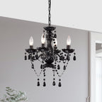 4-Light Crystal Chandelier with Adjustable Chain, E12 Candelabra Acrylic Pendant Light for Bedroom, Dining Room & Living Room