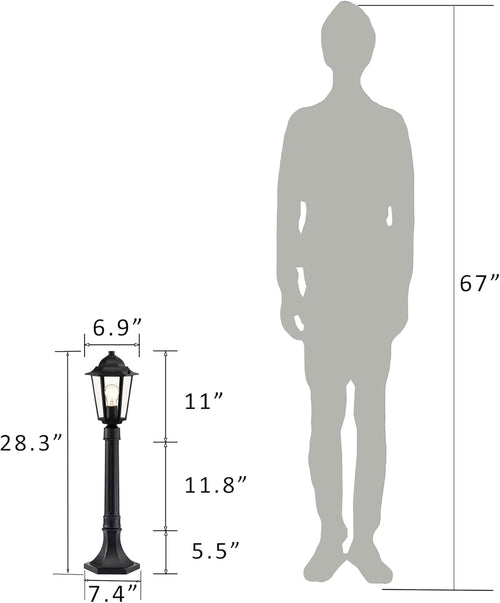 28.3'' Outdoor Lamp Post Lights Hard Wired Black Outdoor Light Post