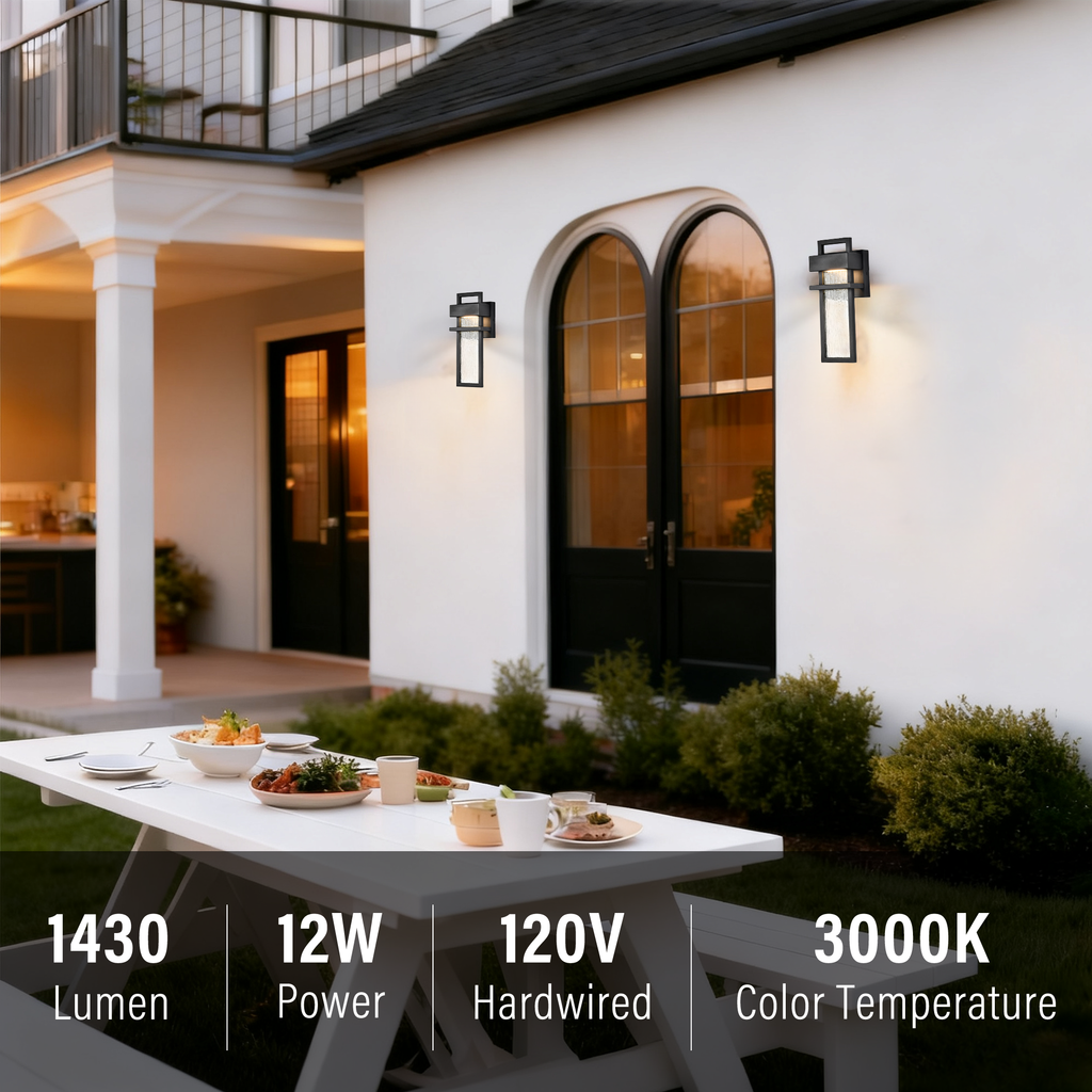 Modern LED Outdoor Wall Sconce with Wather Drop Glass for Doorway