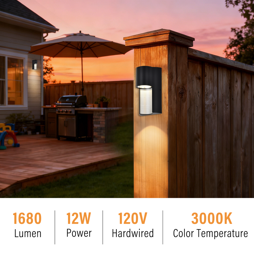 Outdoor LED Wall Lights, Warm White Hardwired Exterior Light Fixture for Porch, Patio,Front Door