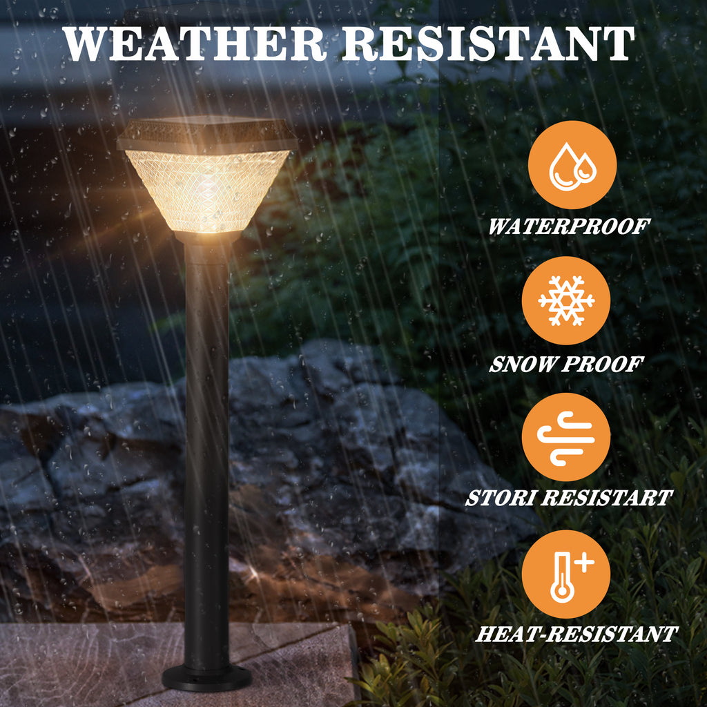 Solar Post Light with Remote, RGB Color Changing Outdoor Pathway Light with Adjustable Height