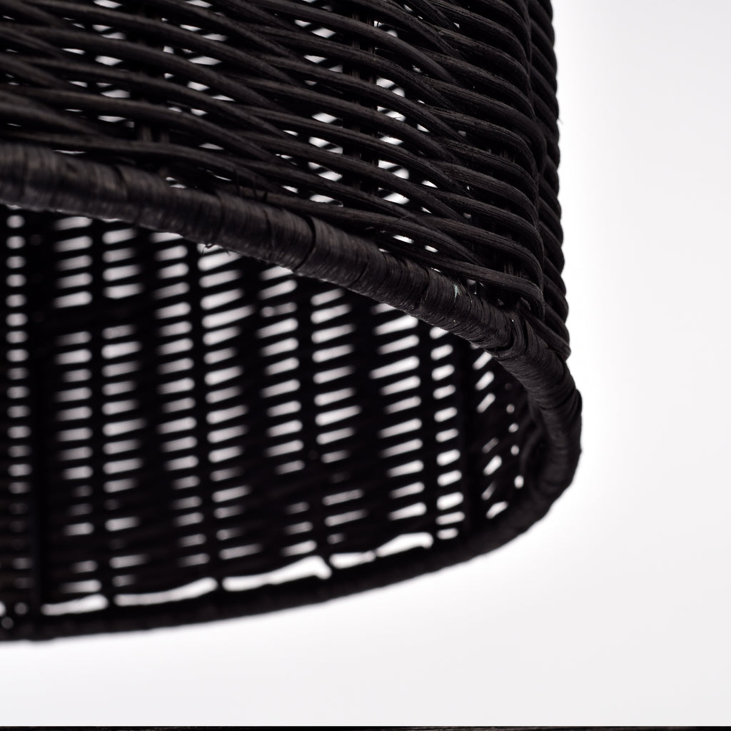 Black Bohemian Bell Woven Rattan Pendant Light for dining room
