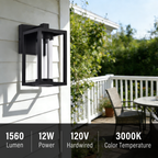 Modern outdoor wall light - matte black aluminum, LED Integrated 3000K,  1-Pack