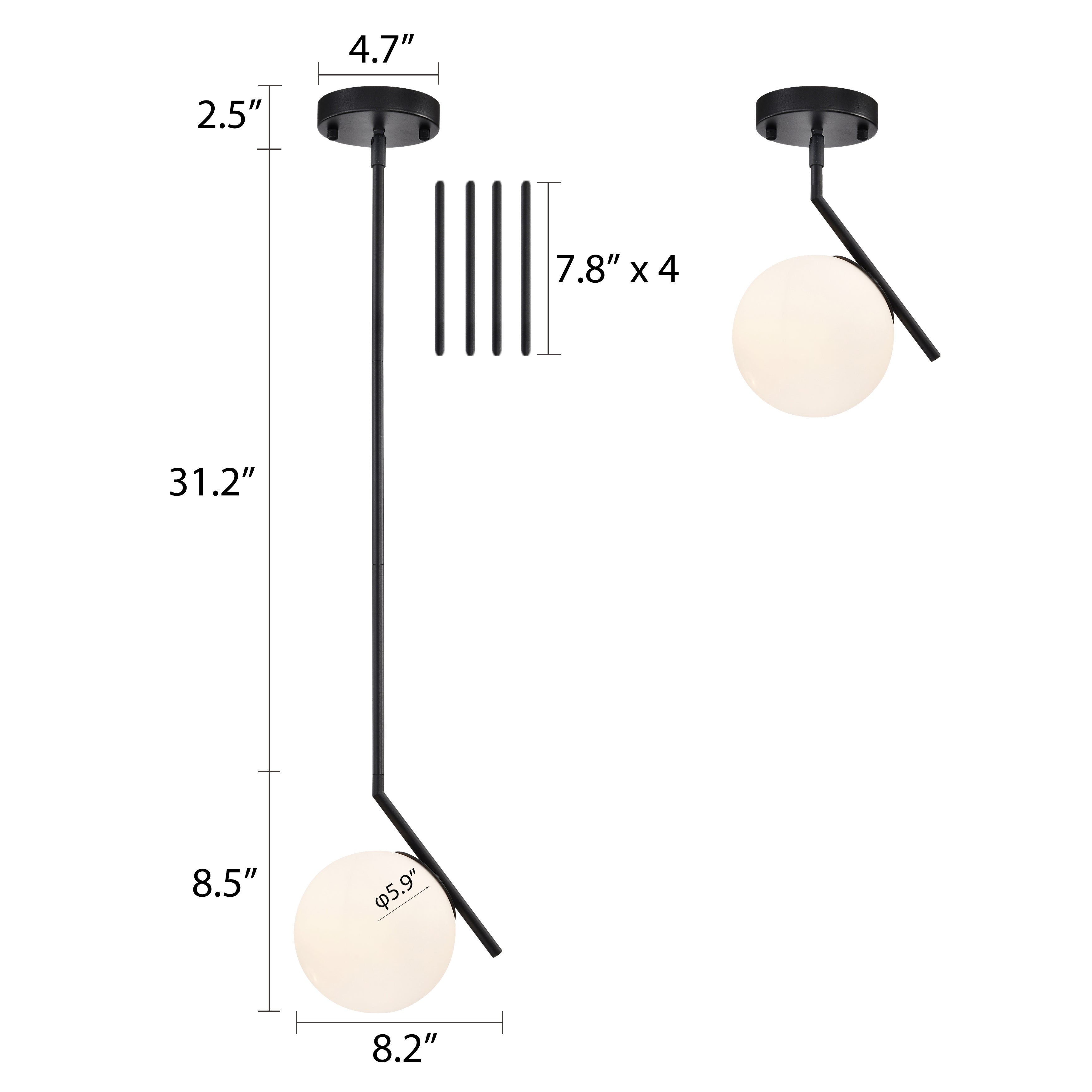Black Pendant Light Modern Pendant Light Fixtures Globe Pendant Lighting for Kitchen Island 1-Light