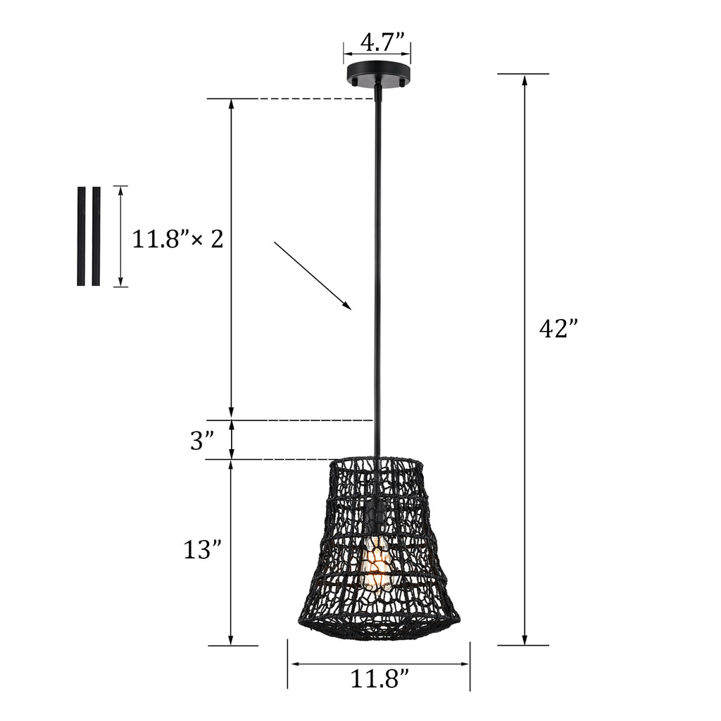 Bohemian Woven Rattan Pendant Light with lantern shape for dining room
