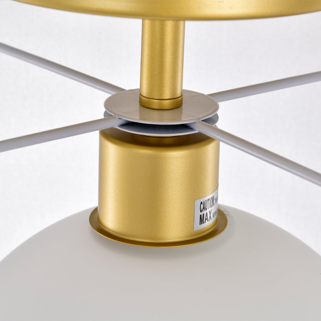 Gold & White Modern Drum Polyvinyl Chloride Semi-Flush Mount Light