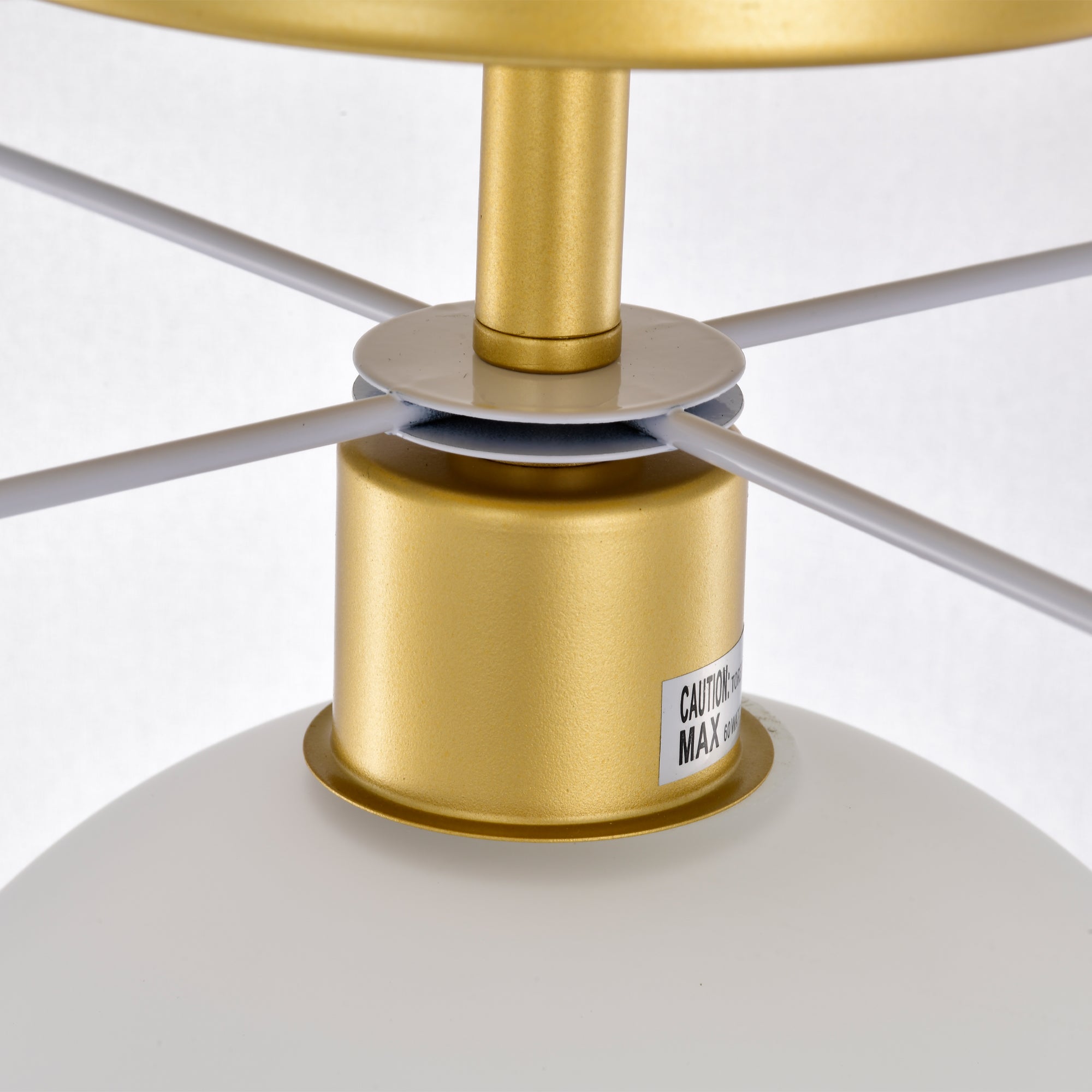 Gold & White Modern Drum Polyvinyl Chloride Semi-Flush Mount Light