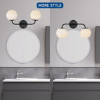 Black Bathroom Light Fixtures Over Mirror LED 2 Light Frosted Glass Globe Modern Vanity Lights for Bathroom Wall Light