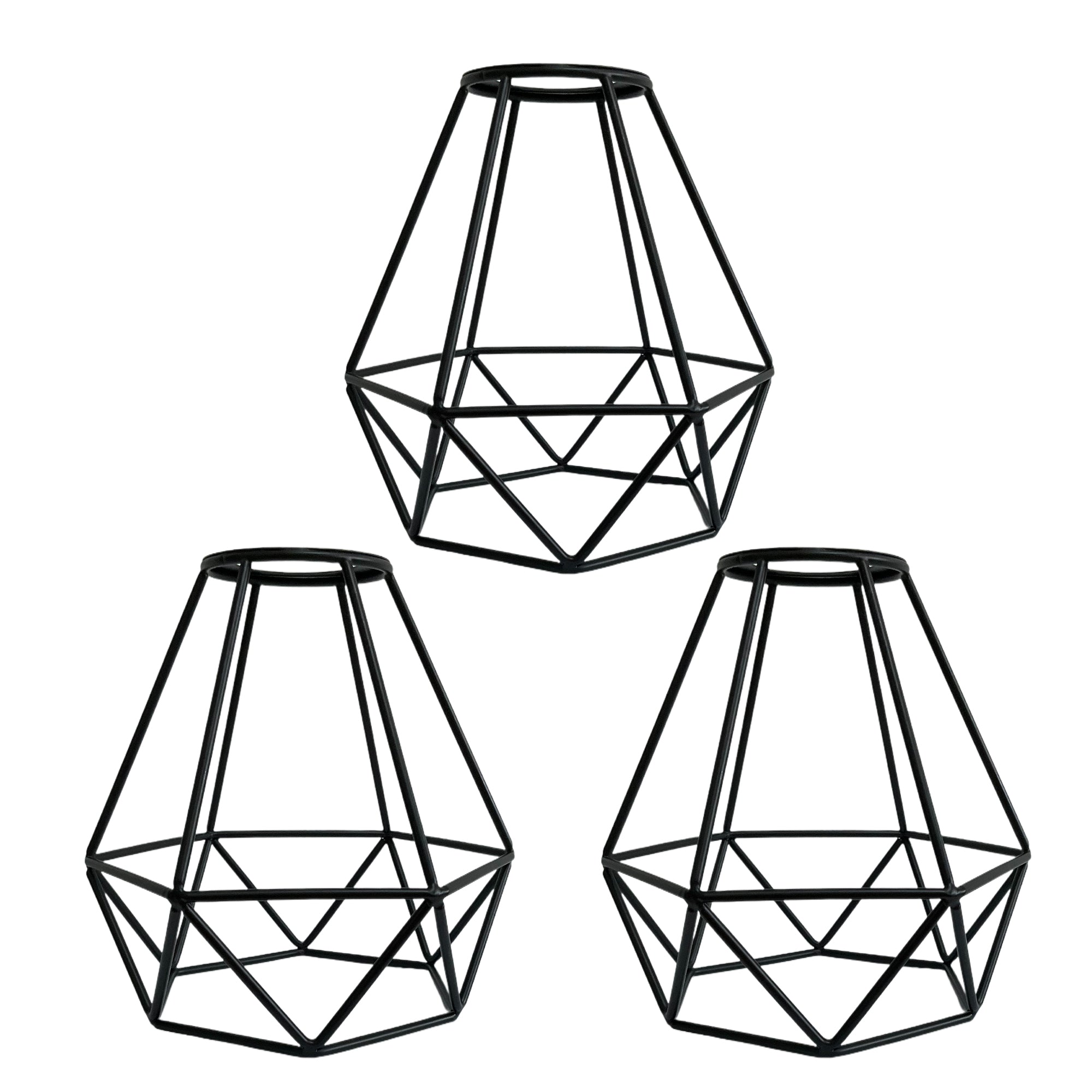 Ceiling Light Shade Cage Replacement – 3 Pack Black Metal Lamp Shades
