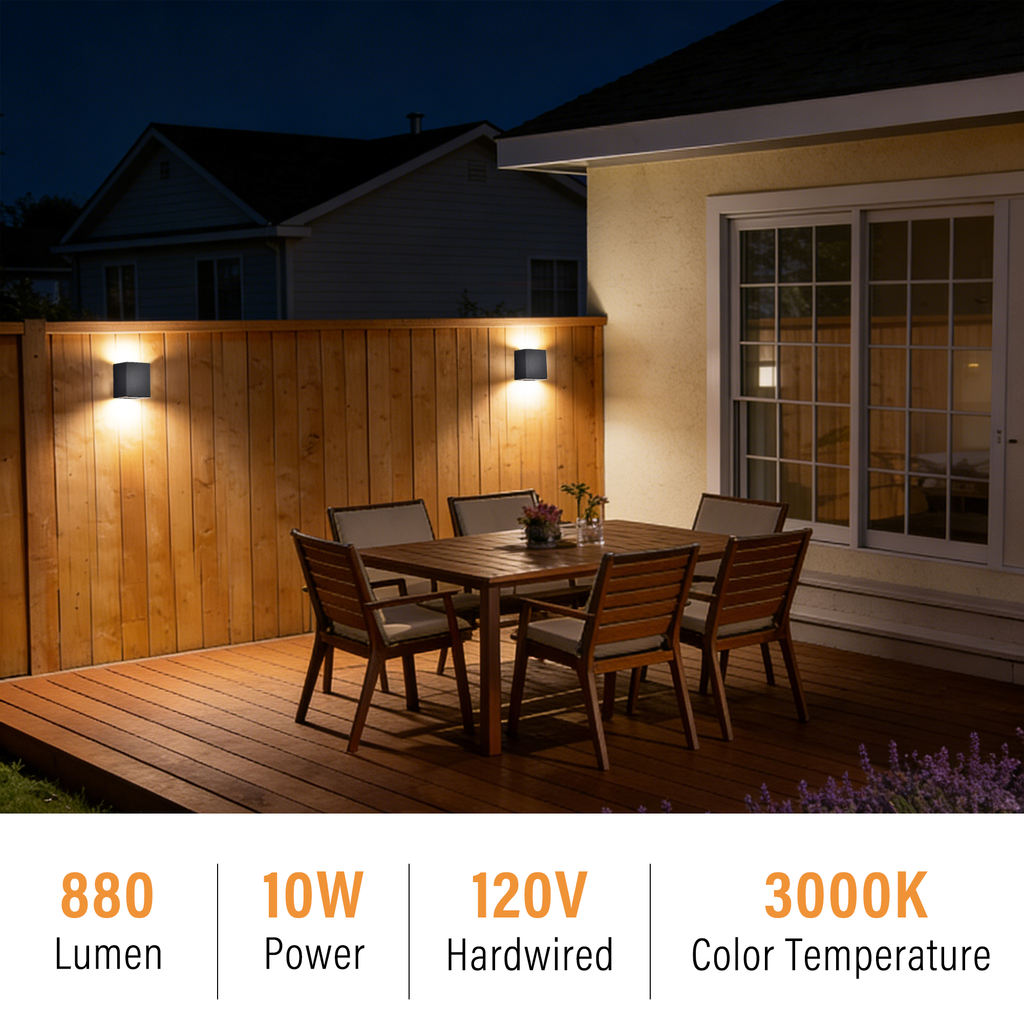 Modern Outdoor LED Wall Lights,Up and Down ,10W 3000K Exterior Lighting Fixture, Waterproof Hardwired Wall Light for Porch, Patio, Garage, and Front Door