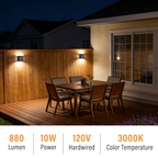 Modern Outdoor LED Wall Lights,Up and Down ,10W 3000K Exterior Lighting Fixture, Waterproof Hardwired Wall Light for Porch, Patio, Garage, and Front Door