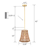 Bohemian Woven Rattan Pendant Light with lantern shape for dining room