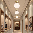 Modern Gold Flush Mount Ceiling Light with White Glass Globe, E12 Base Indoor Ceiling Lamp for Bedroom, Hallway & Kitchen