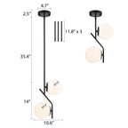 Black Pendant Light Fixture White Glass Pendant Light 2-Light