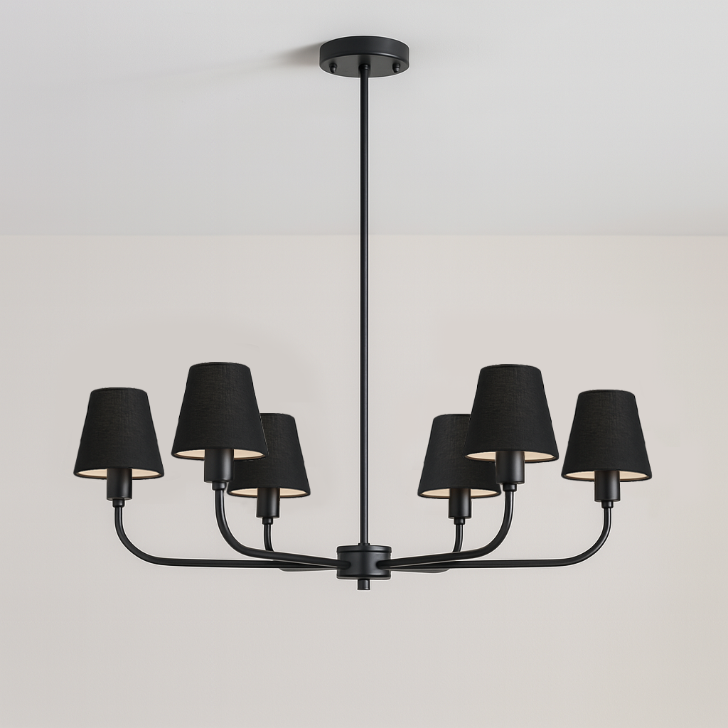 Chandelier Shades set of 6 Clip-On Small Line Empire Lampshades for E12 Candelabra Bulbs
