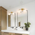Gold Bathroom Vanity Lights Over Mirror LED 2 Light Frosted Glass Globe Modern Bathroom Light Fixtures