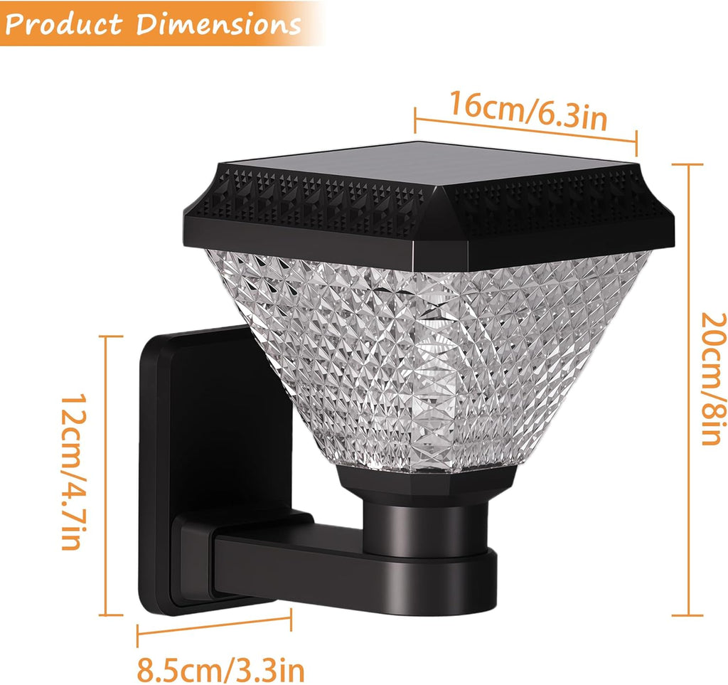 Outdoor Solar Wall Light Waterproof with Remote & Timer, Dimmable RGB Colour Changing LED Solar Wall Lamp for Porch, Garage & Front Door Lighting