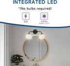 Black Bathroom Light Fixtures Over Mirror LED 2 Light Frosted Glass Globe Modern Vanity Lights for Bathroom Wall Light