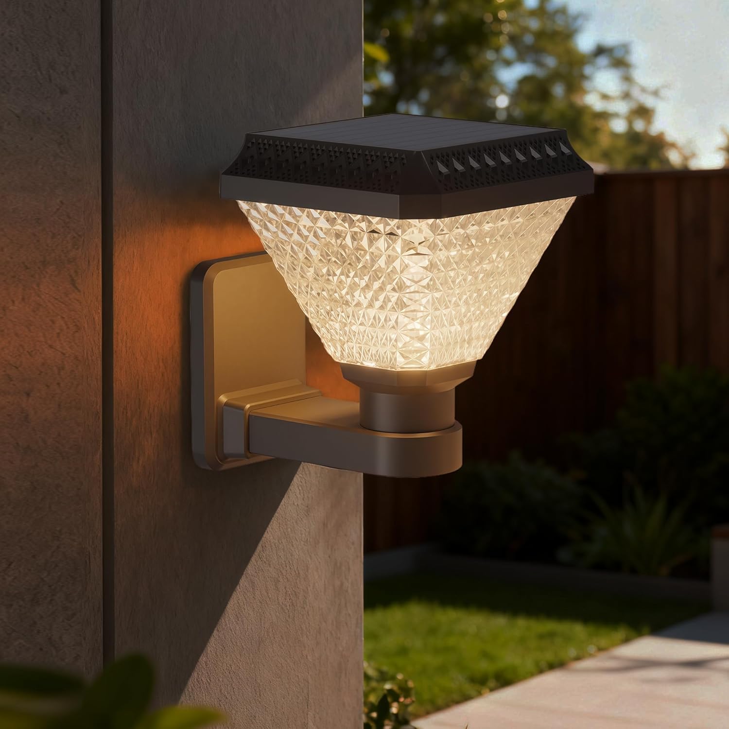 Outdoor Solar Wall Light Waterproof with Remote & Timer, Dimmable RGB Colour Changing LED Solar Wall Lamp for Porch, Garage & Front Door Lighting