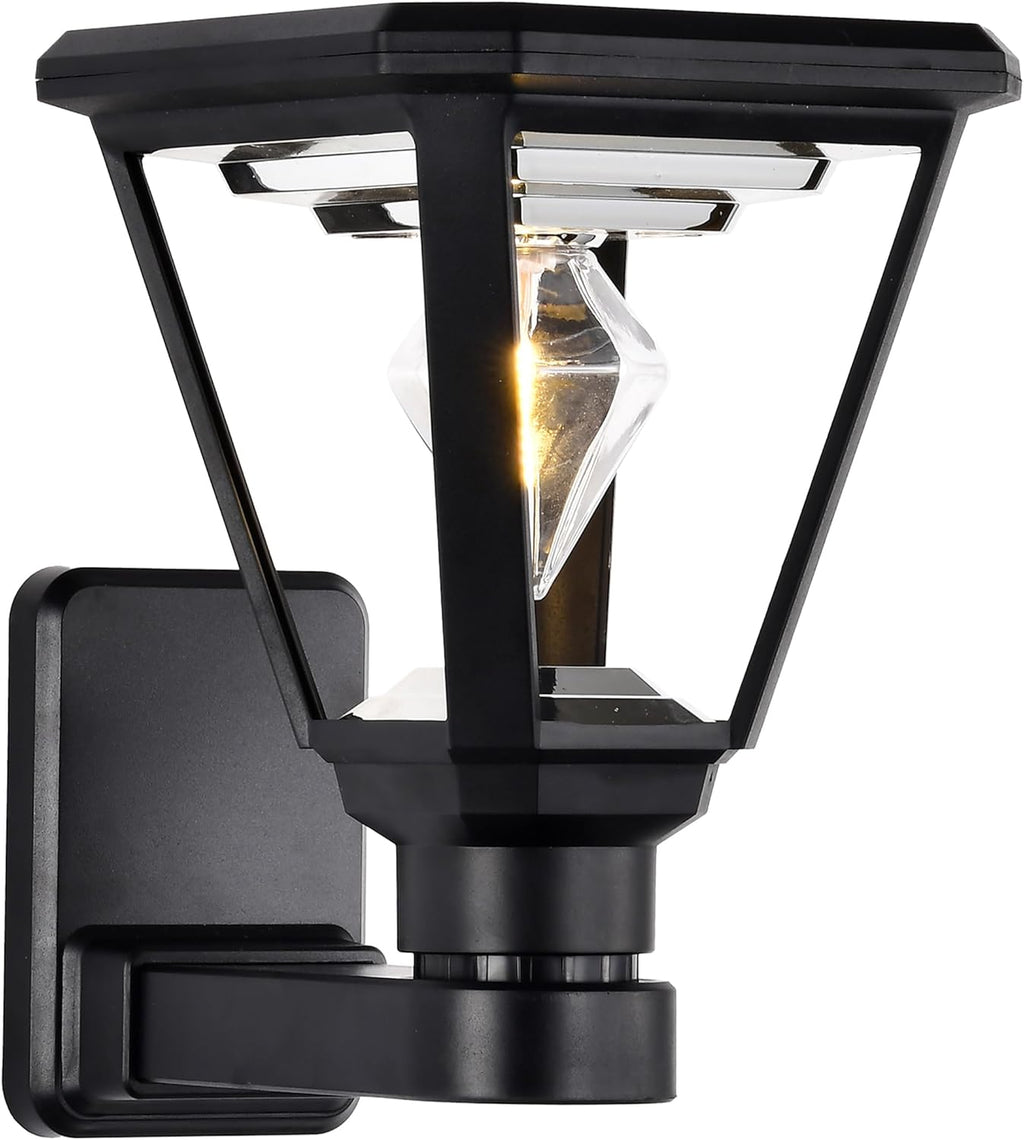 Solar Wall Light Outdoor – Modern Black Solar Lights LED Lantern,2700K Warm White, Waterproof,21 cm, No Wiring – Wall Lamp for Garden, Fence, Garage