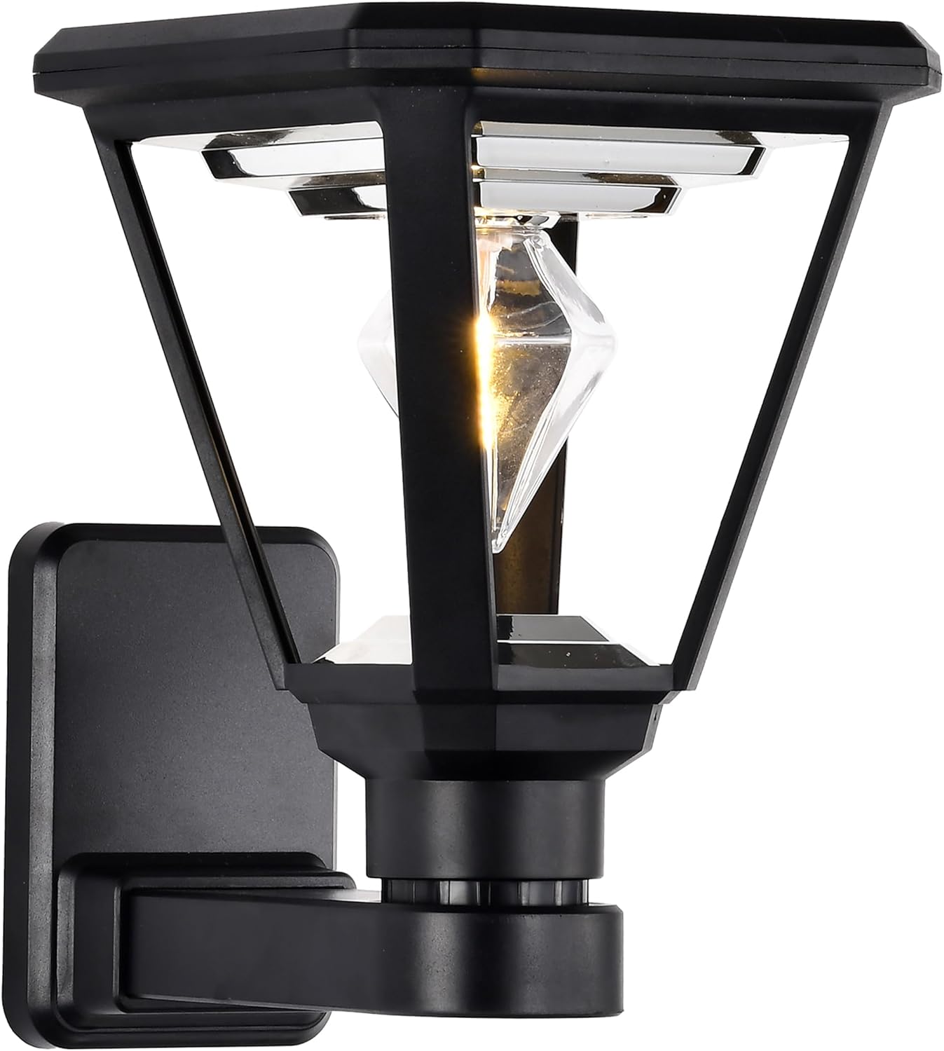 Solar Wall Light Outdoor – Modern Black Solar Lights LED Lantern,2700K Warm White, Waterproof,21 cm, No Wiring – Wall Lamp for Garden, Fence, Garage