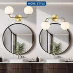 Gold Bathroom Vanity Lights Over Mirror LED 2 Light Frosted Glass Globe Modern Bathroom Light Fixtures