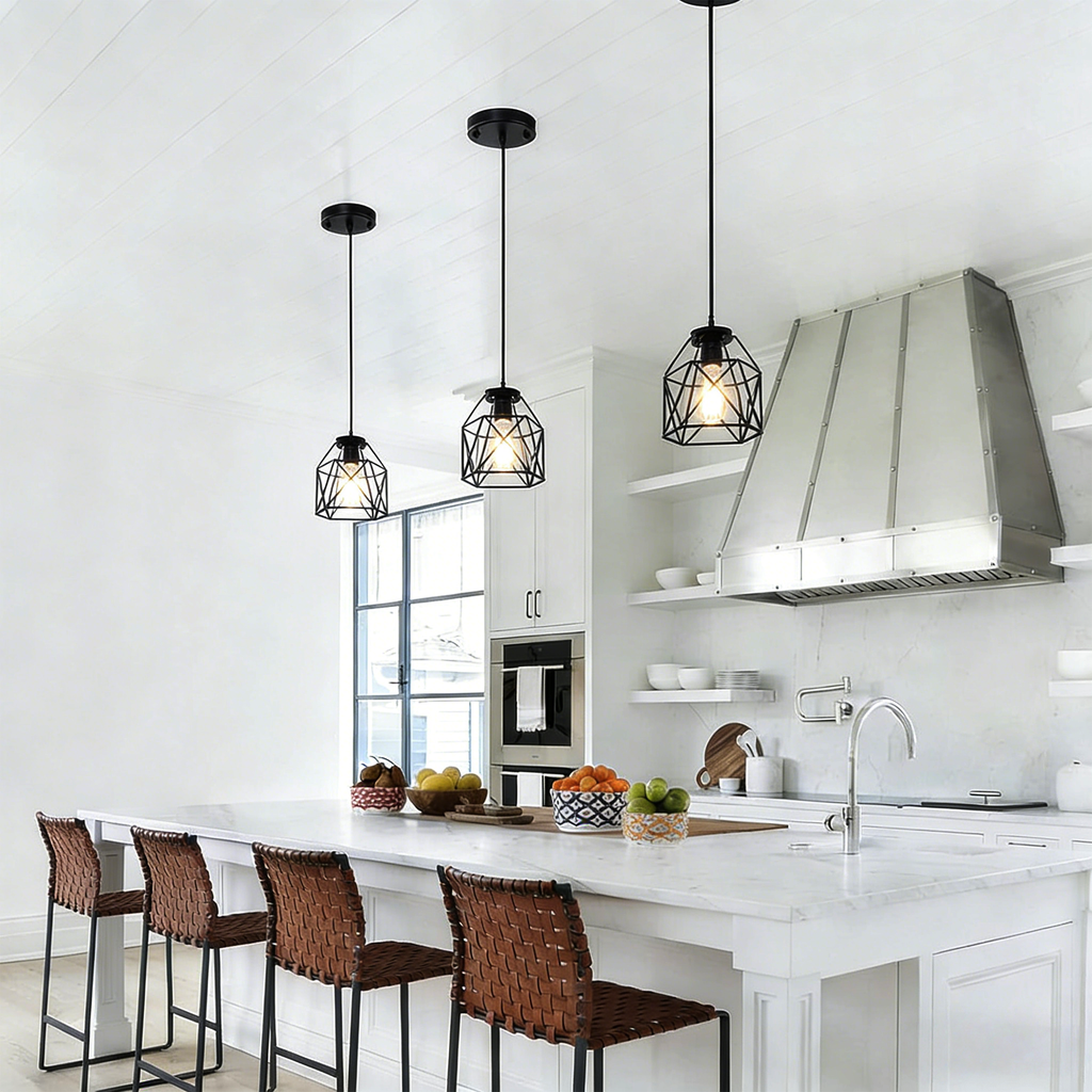 Ceiling Light Shade Cage Replacement  Black Metal Lamp Shades 3 Pack