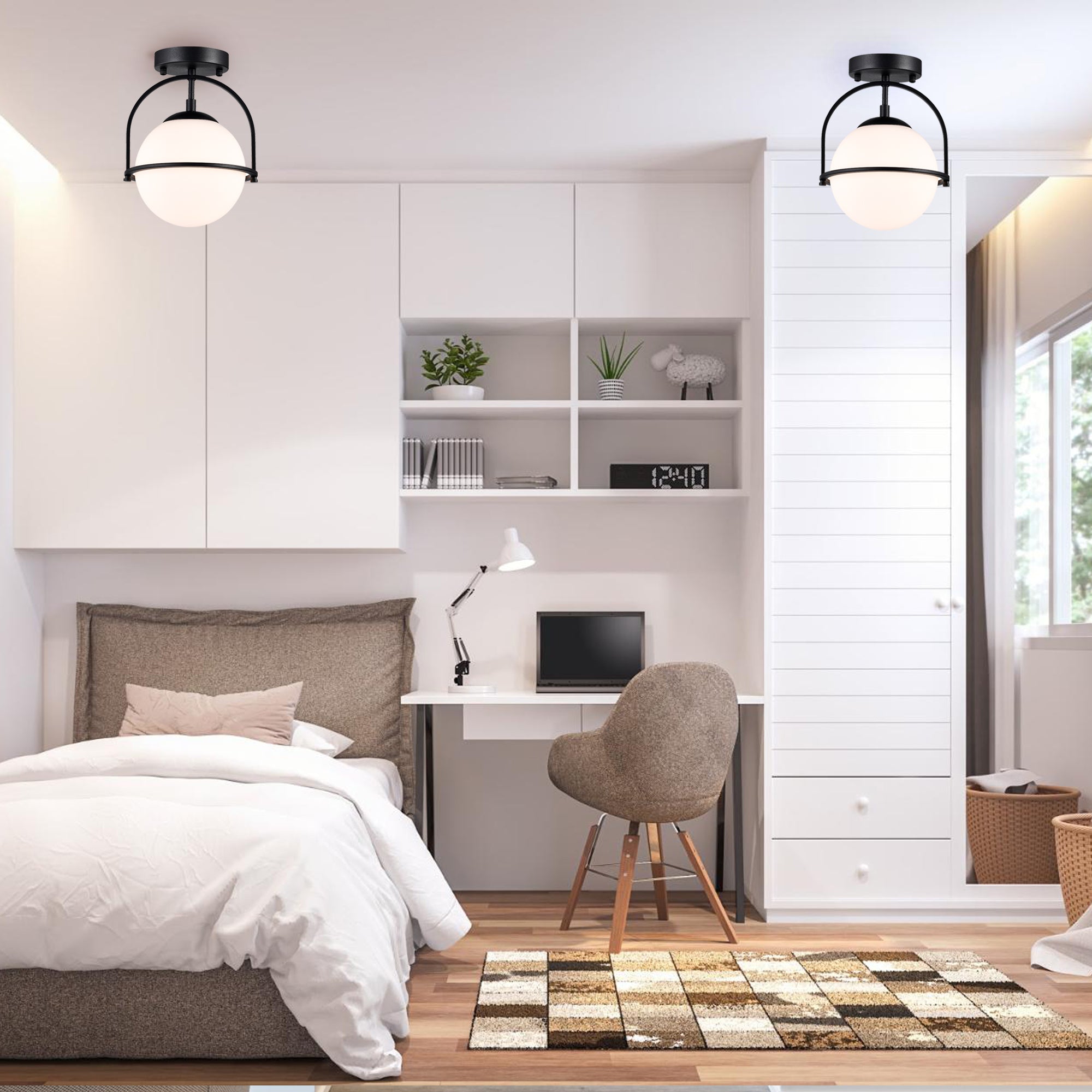 Globe Flush Mount Ceiling Light Black