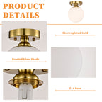 Modern Gold Flush Mount Ceiling Light with White Glass Globe, E12 Base Indoor Ceiling Lamp for Bedroom, Hallway & Kitchen,150mm