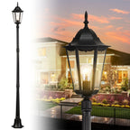 84" Traditional Outdoor Post Light, Black Lantern Lamp Post with Clear Glass, E26 Base