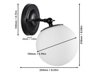 Globe Wall Sconce Black with 150mm Bathroom Wall Sconce Milk Glass Mid Century LED Wall Sconce Light