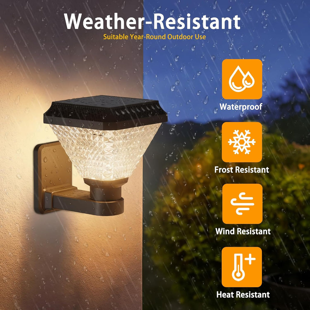 Outdoor Solar Wall Light Waterproof with Remote & Timer, Dimmable RGB Colour Changing LED Solar Wall Lamp for Porch, Garage & Front Door Lighting